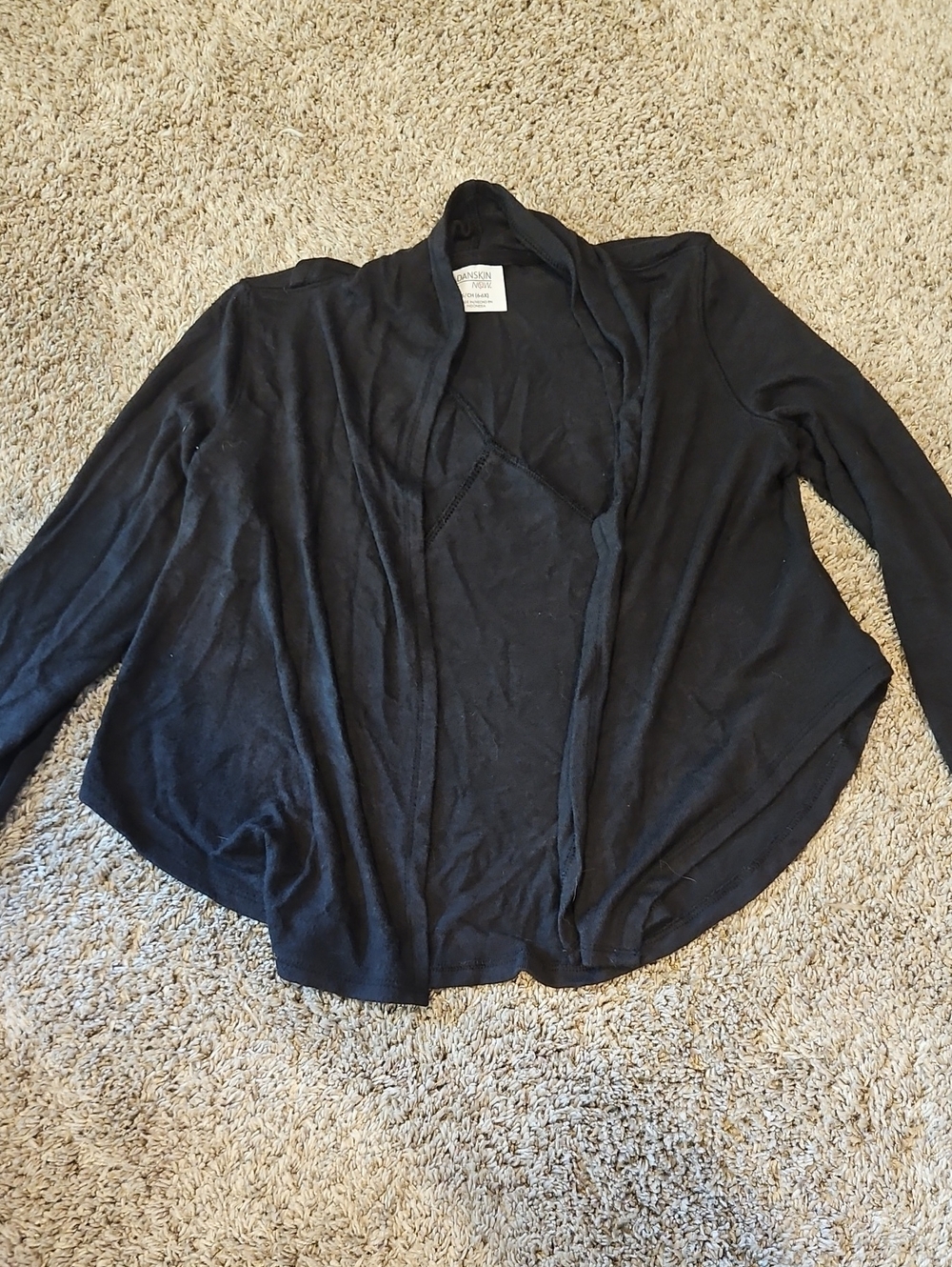 Danskin Black Open-Front Draped Cardigan